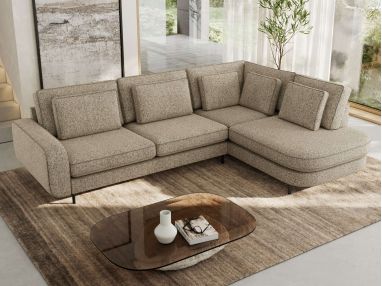 Narożnik CALENO L - strona prawa - ciemnobeżowy, struktura