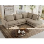 Narożnik CALENO L - strona prawa - ciemnobeżowy, struktura