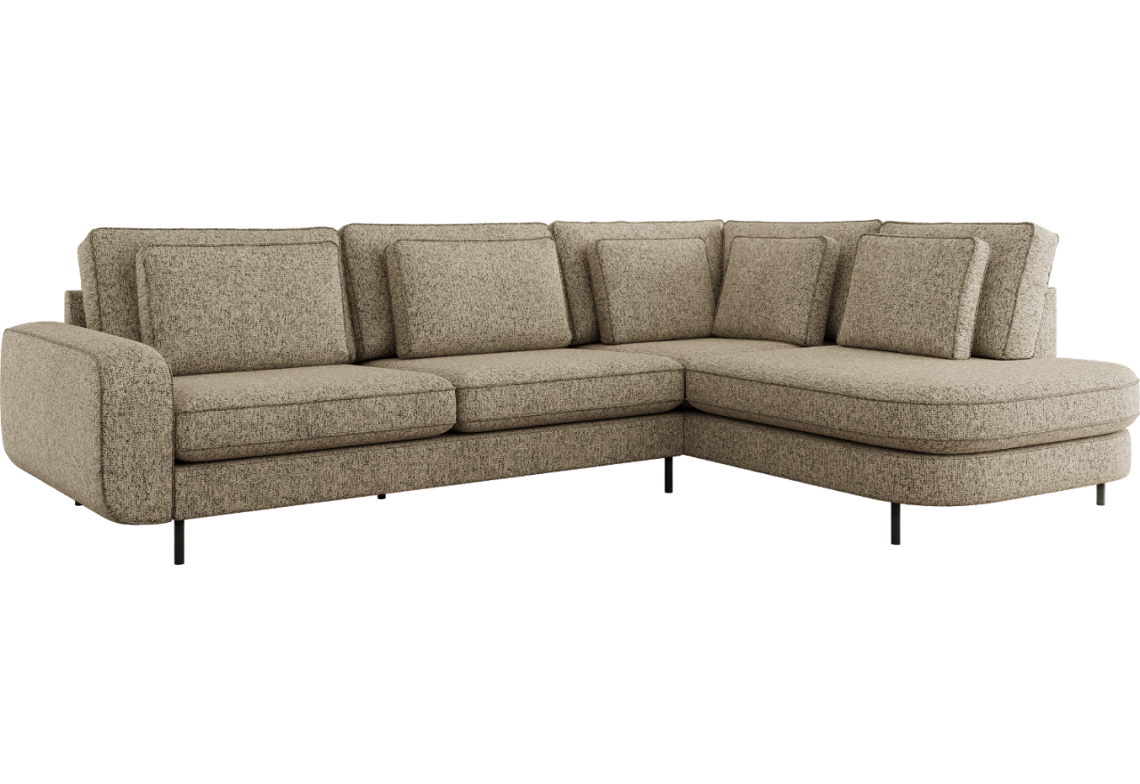 Narożnik CALENO L - strona prawa - ciemnobeżowy, struktura