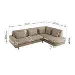 Narożnik CALENO L - strona prawa - ciemnobeżowy, struktura