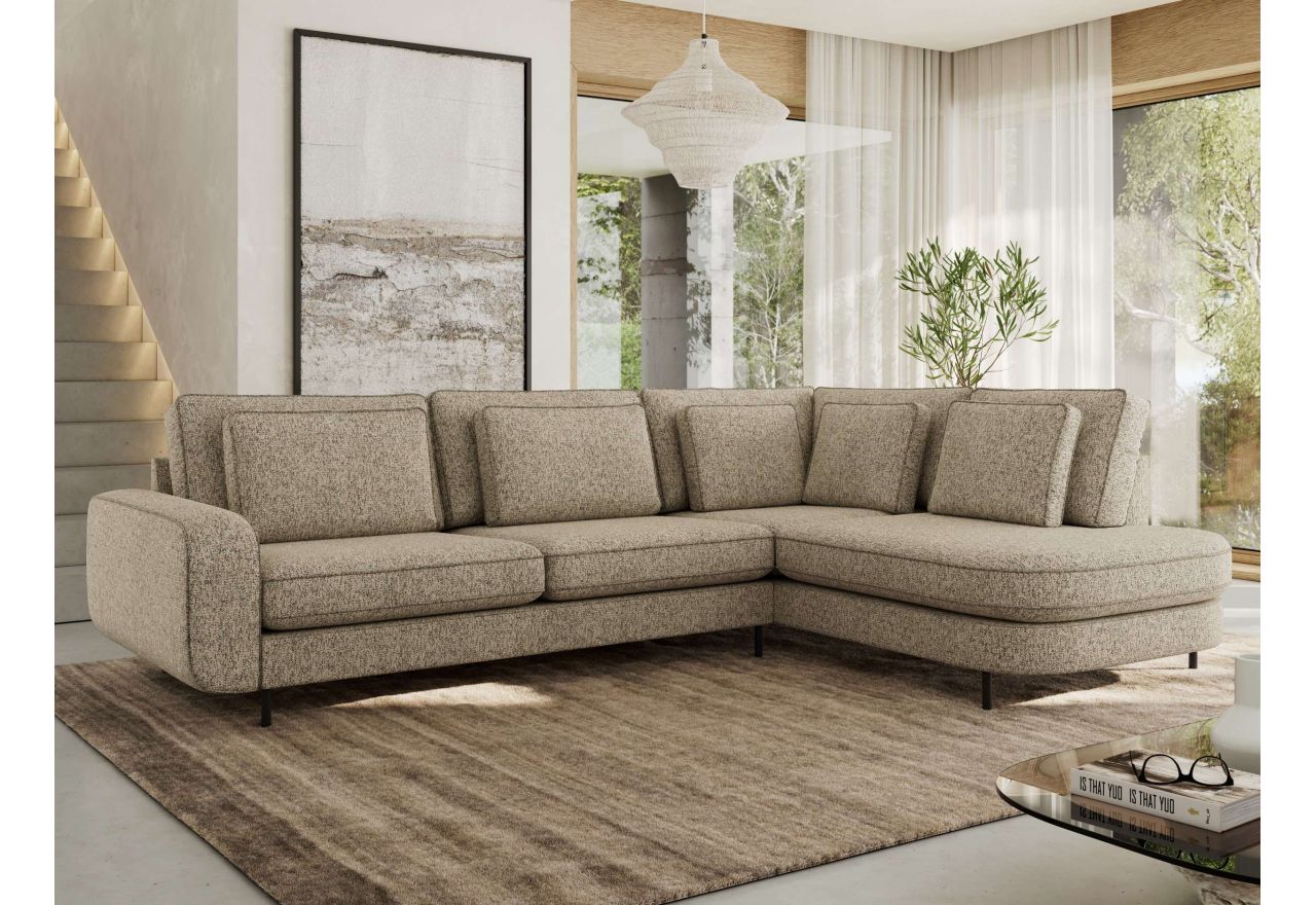 Narożnik CALENO L - strona prawa - ciemnobeżowy, struktura