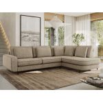 Narożnik CALENO L - strona prawa - ciemnobeżowy, struktura