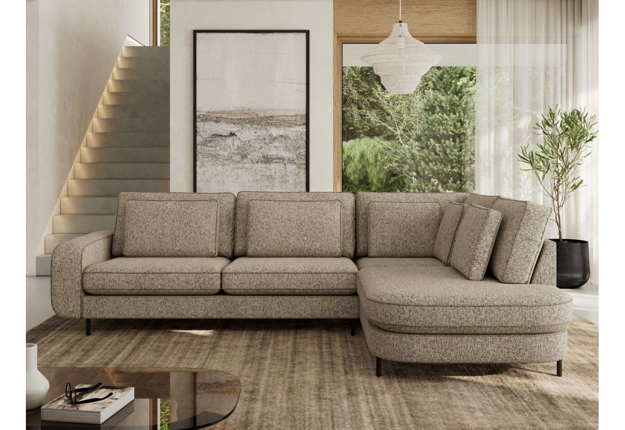 Narożnik CALENO L - strona prawa - ciemnobeżowy, struktura