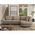 Narożnik CALENO L - strona prawa - ciemnobeżowy, struktura