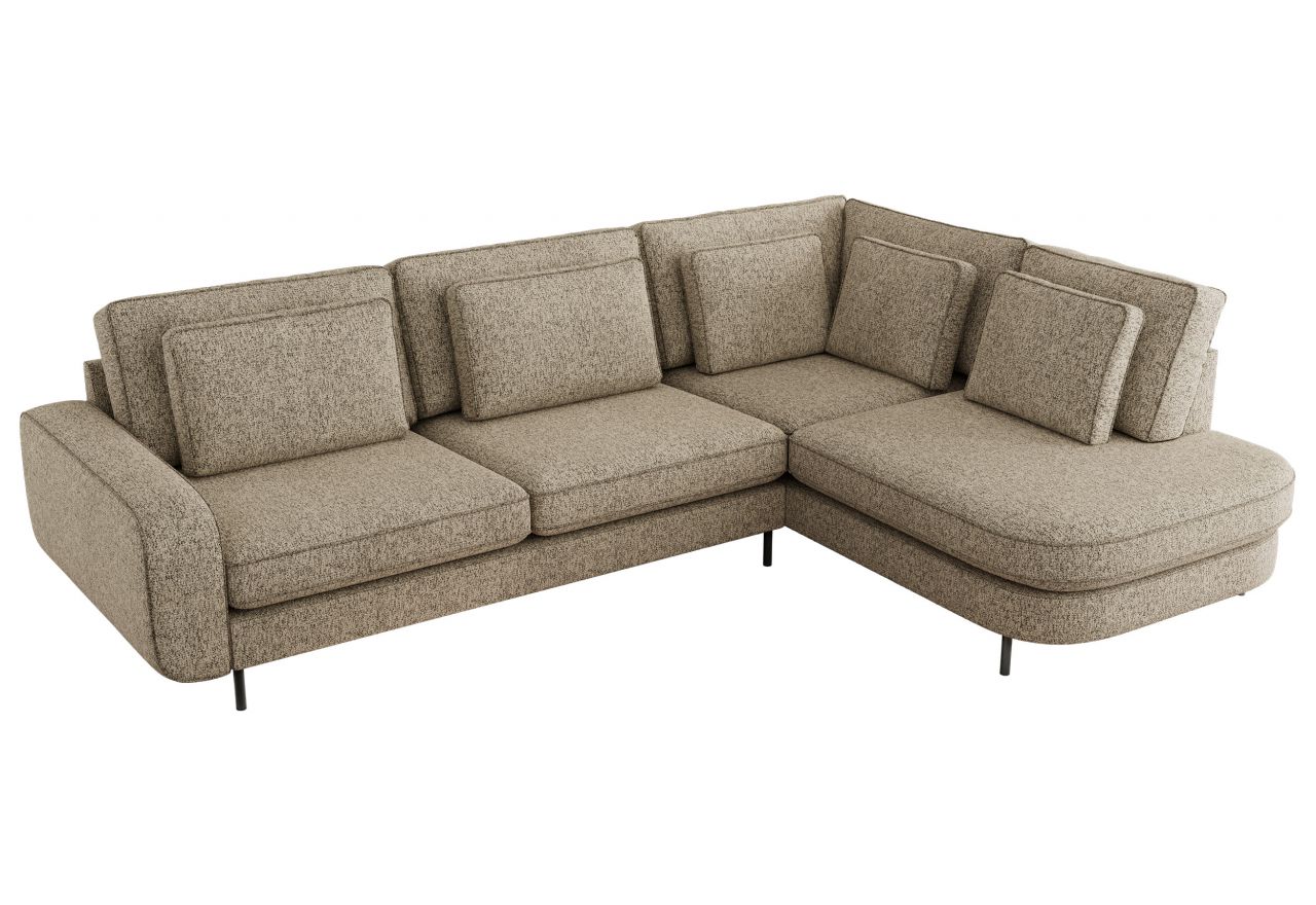 Narożnik CALENO L - strona prawa - ciemnobeżowy, struktura