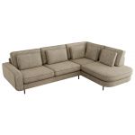 Narożnik CALENO L - strona prawa - ciemnobeżowy, struktura