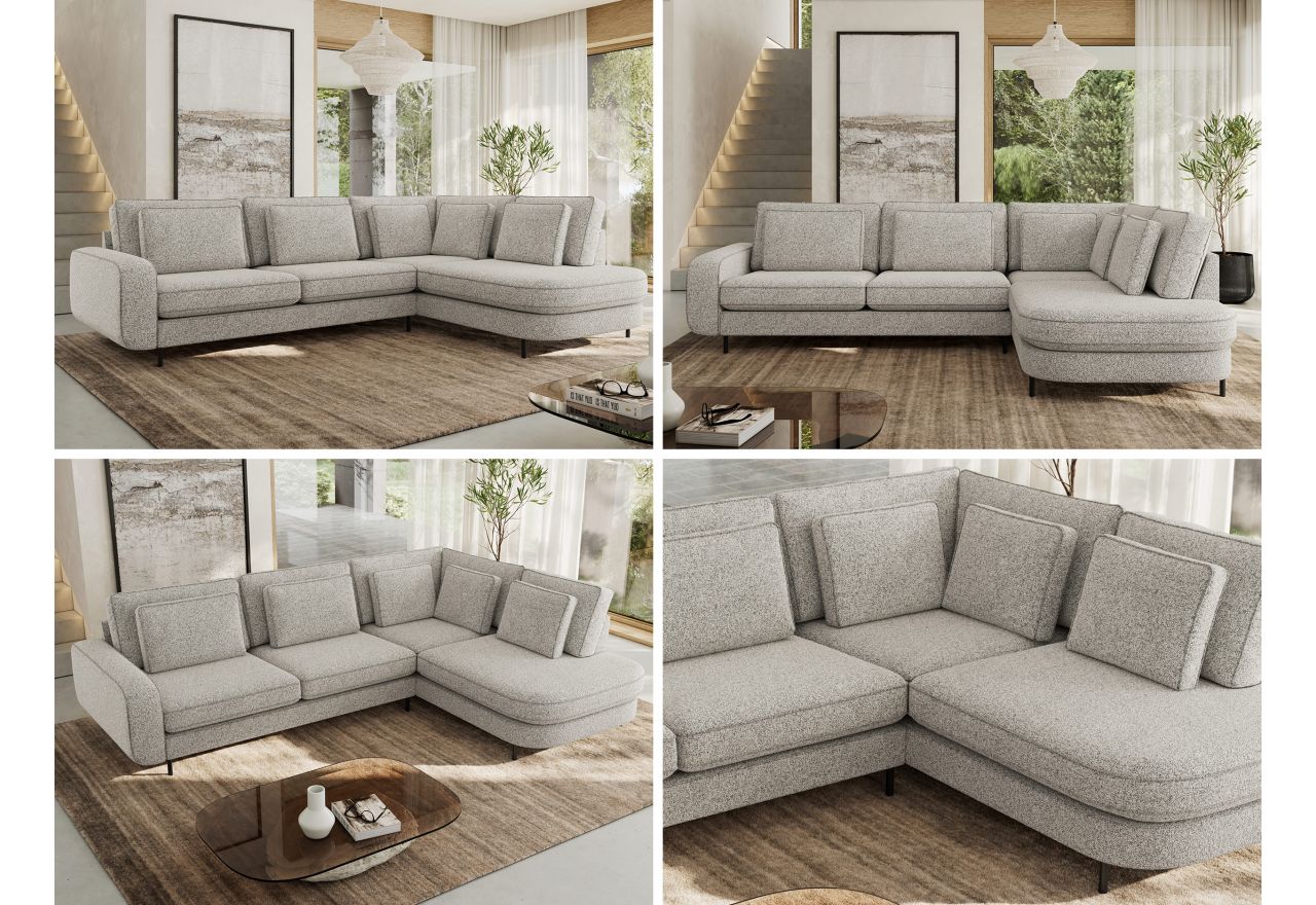 Narożnik CALENO L - strona prawa - jasnoszary, struktura