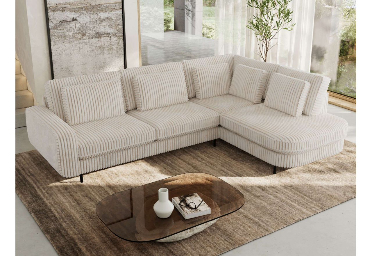 Narożnik CALENO L - strona prawa - beżowy, sztruks