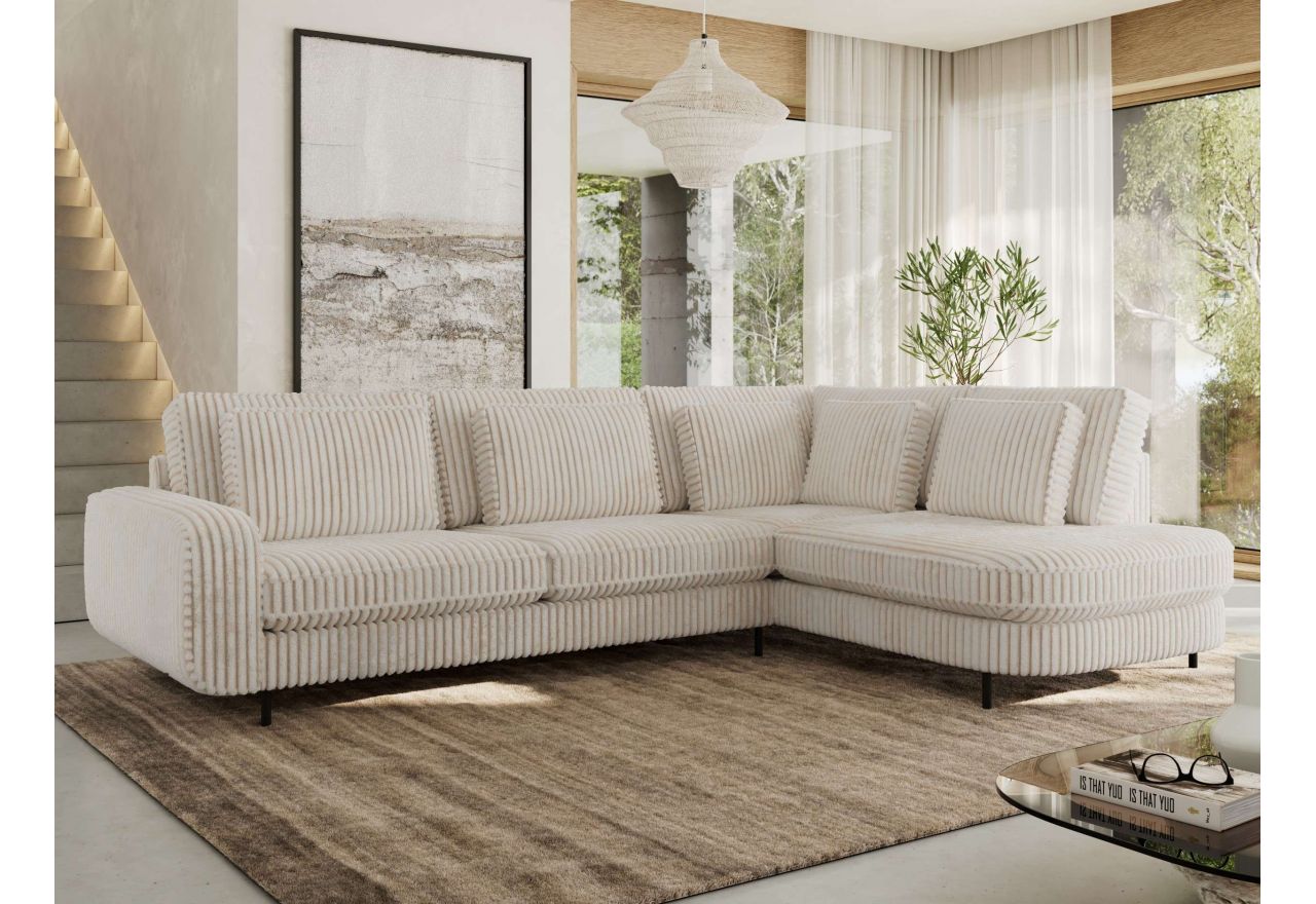 Narożnik CALENO L - strona prawa - beżowy, sztruks