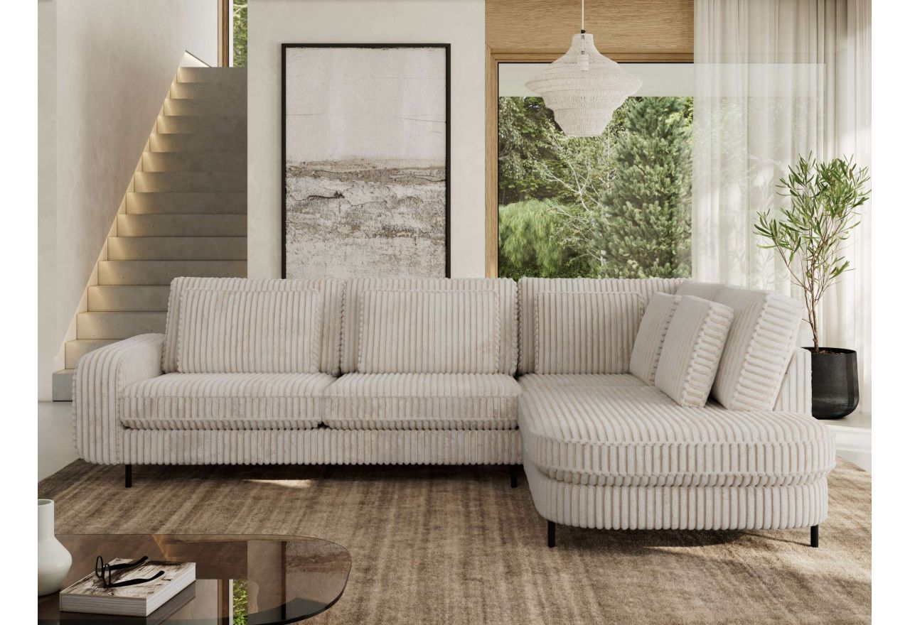 Narożnik CALENO L - strona prawa - beżowy, sztruks