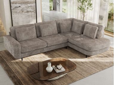 Narożnik CALENO L - strona prawa - jasnobrązowy, sztruks