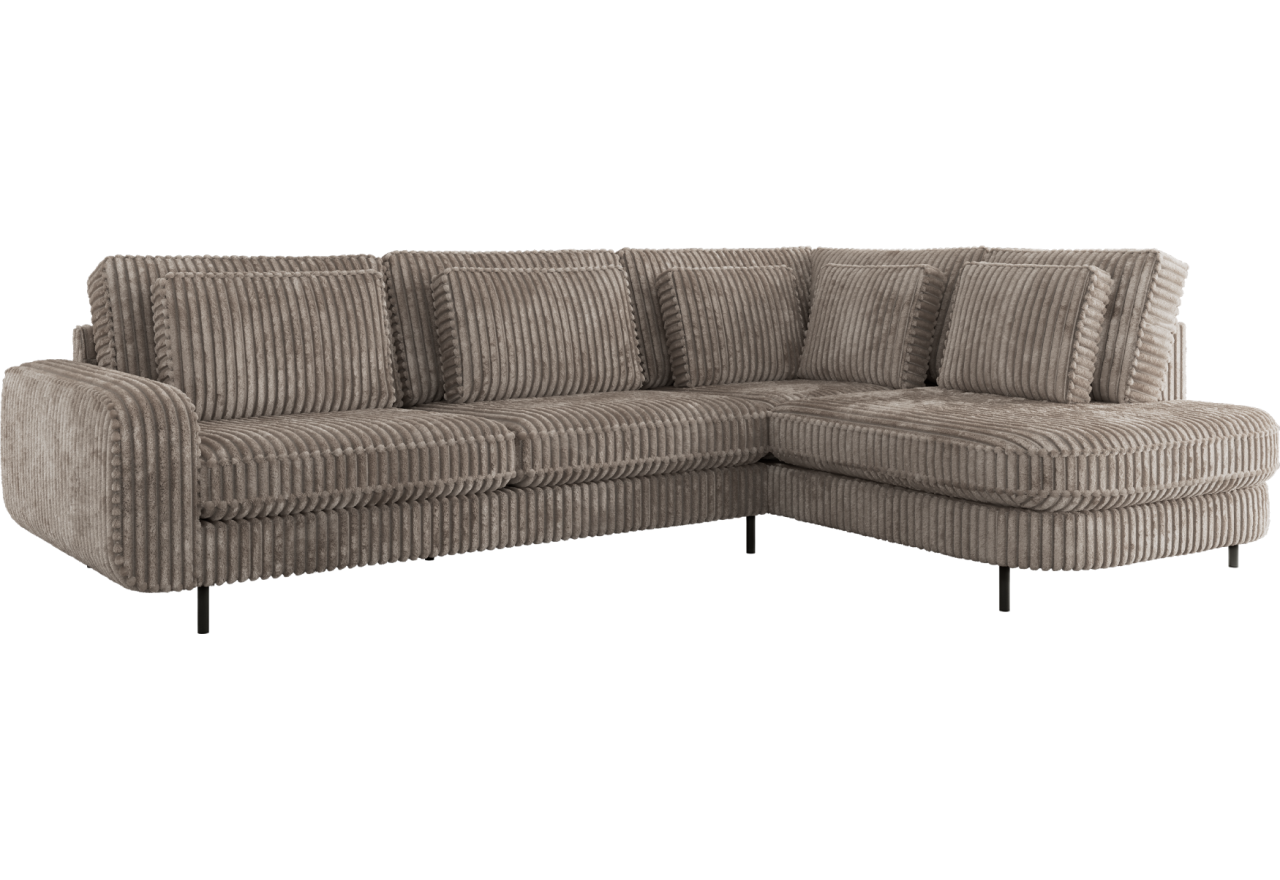 Narożnik CALENO L - strona prawa - jasnobrązowy, sztruks