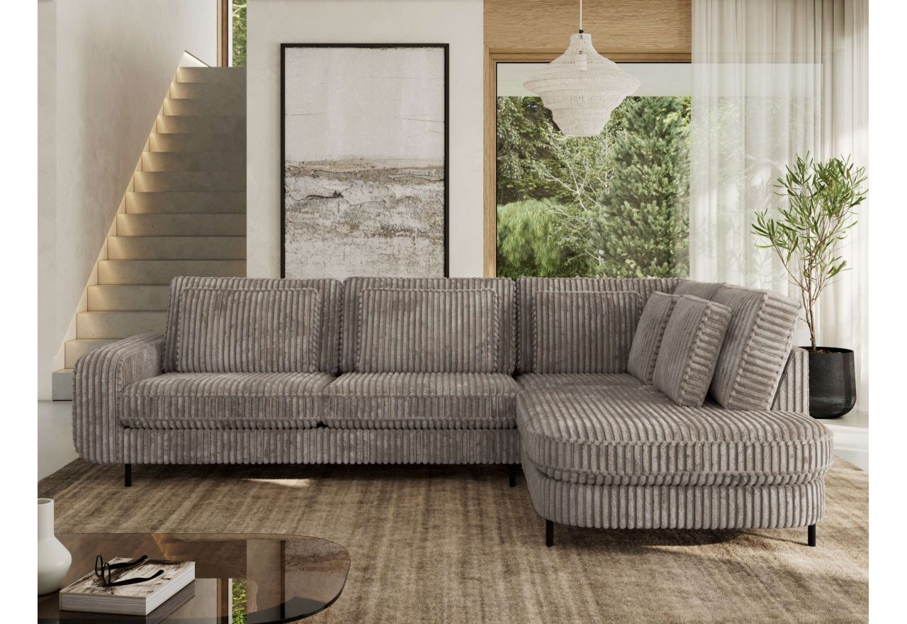 Narożnik CALENO L - strona prawa - jasnobrązowy, sztruks