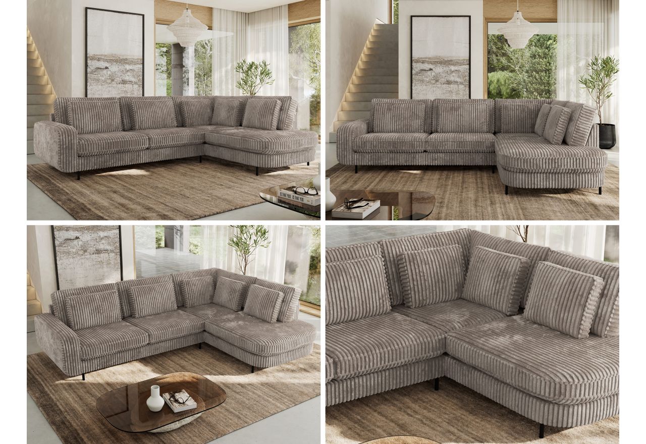 Narożnik CALENO L - strona prawa - jasnobrązowy, sztruks