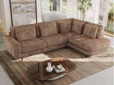 Narożnik CALENO L - strona prawa - brązowy, sztruks