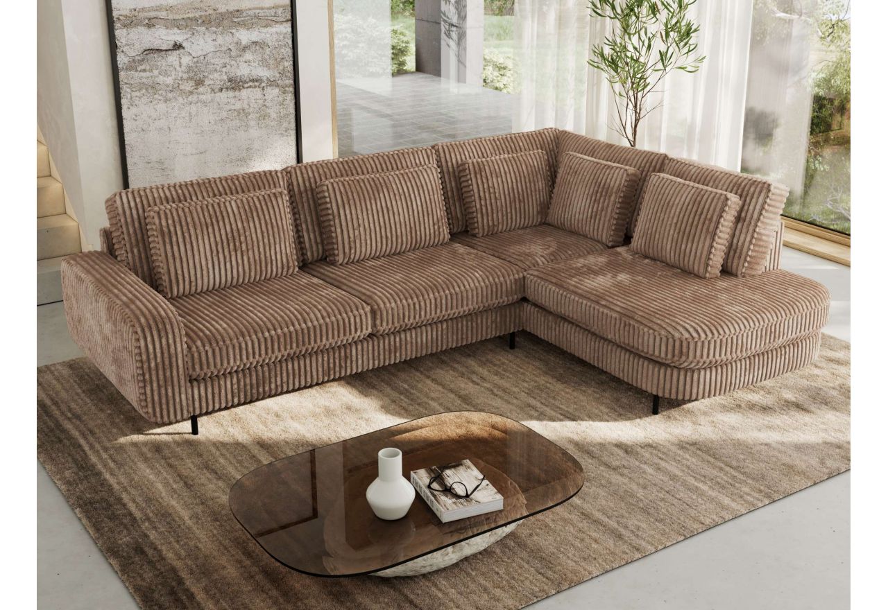 Narożnik CALENO L - strona prawa - brązowy, sztruks