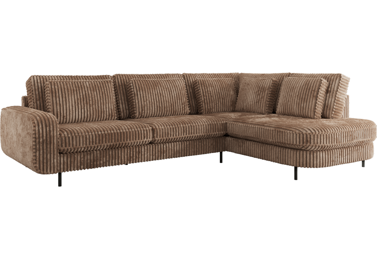 Narożnik CALENO L - strona prawa - brązowy, sztruks