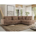 Narożnik CALENO L - strona prawa - brązowy, sztruks