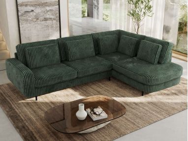 Narożnik CALENO L - strona prawa - ciemnozielony, sztruks