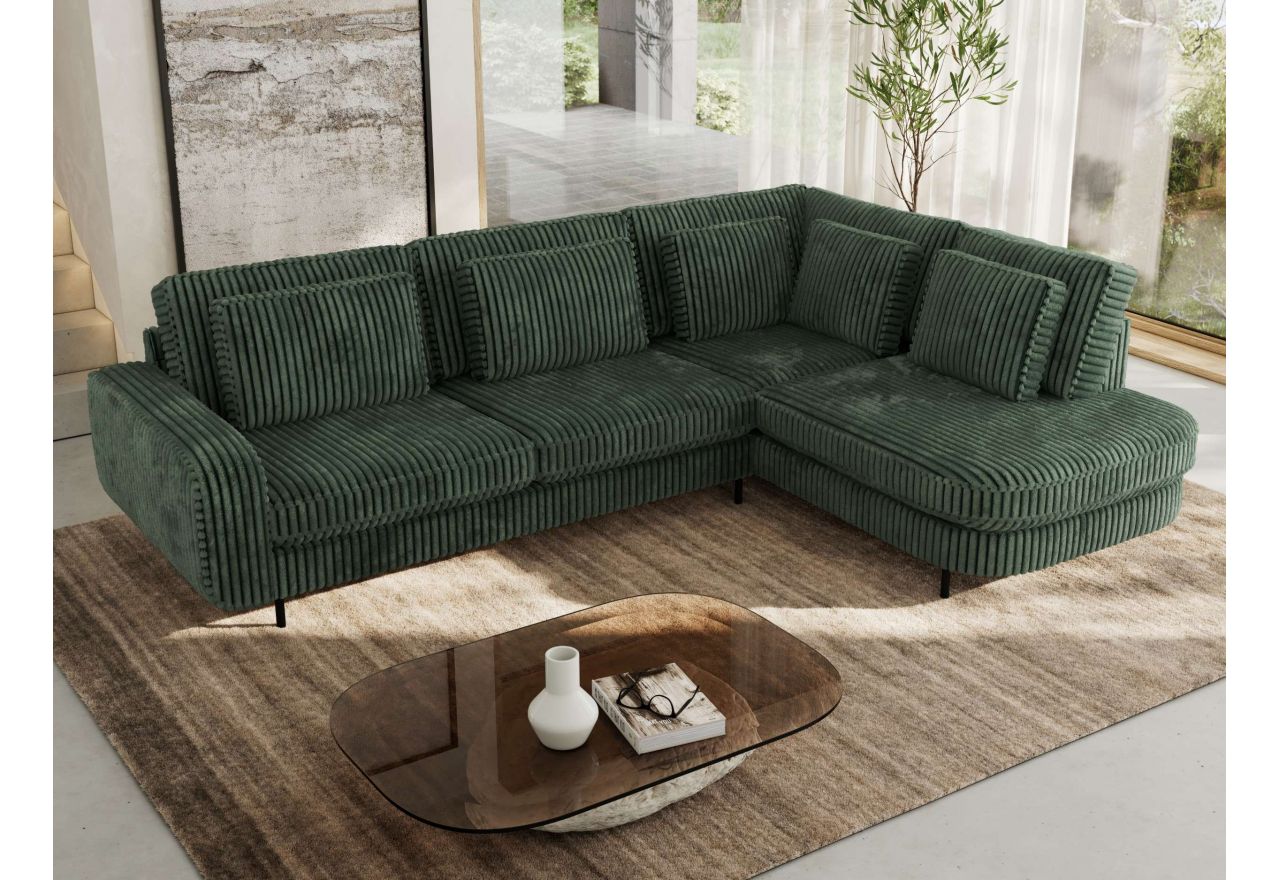 Narożnik CALENO L - strona prawa - ciemnozielony, sztruks