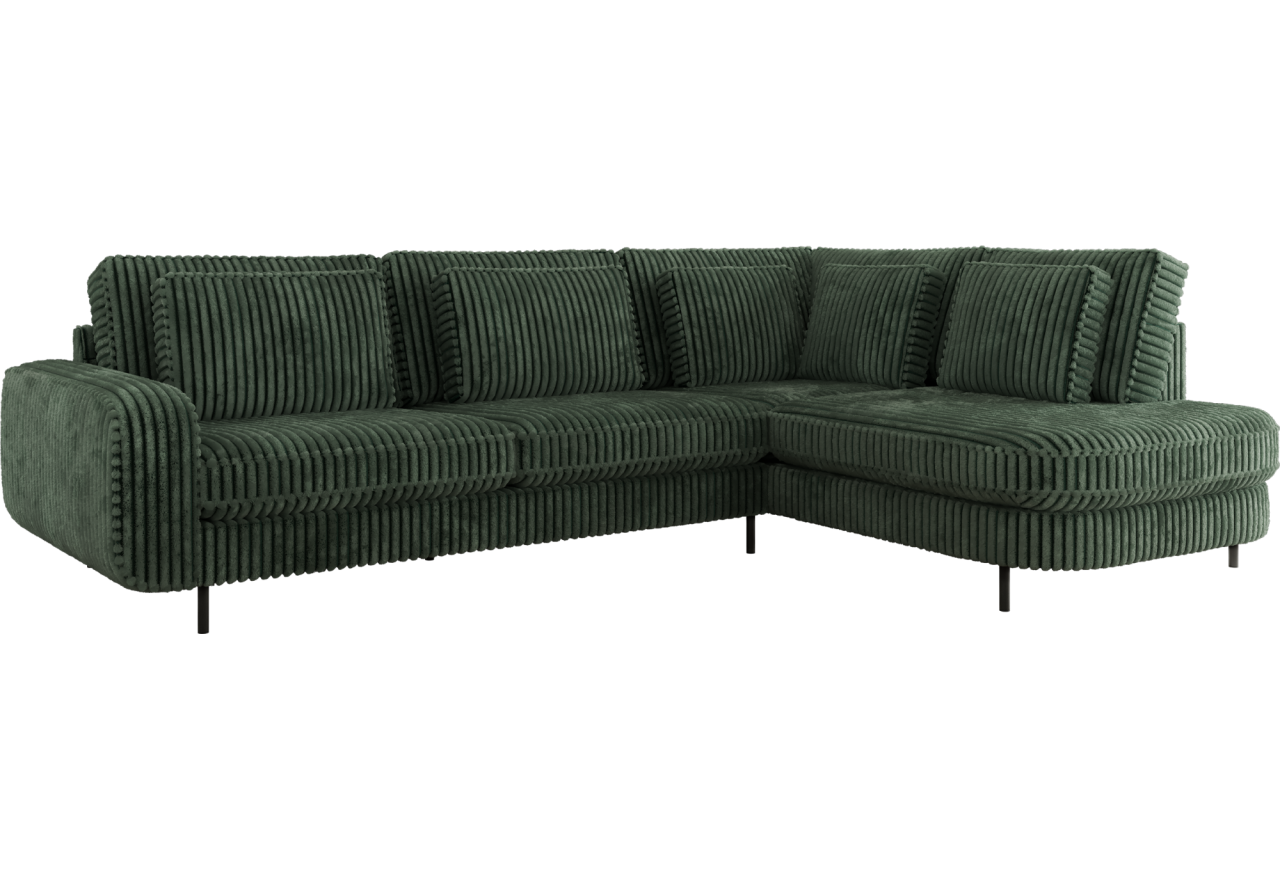 Narożnik CALENO L - strona prawa - ciemnozielony, sztruks