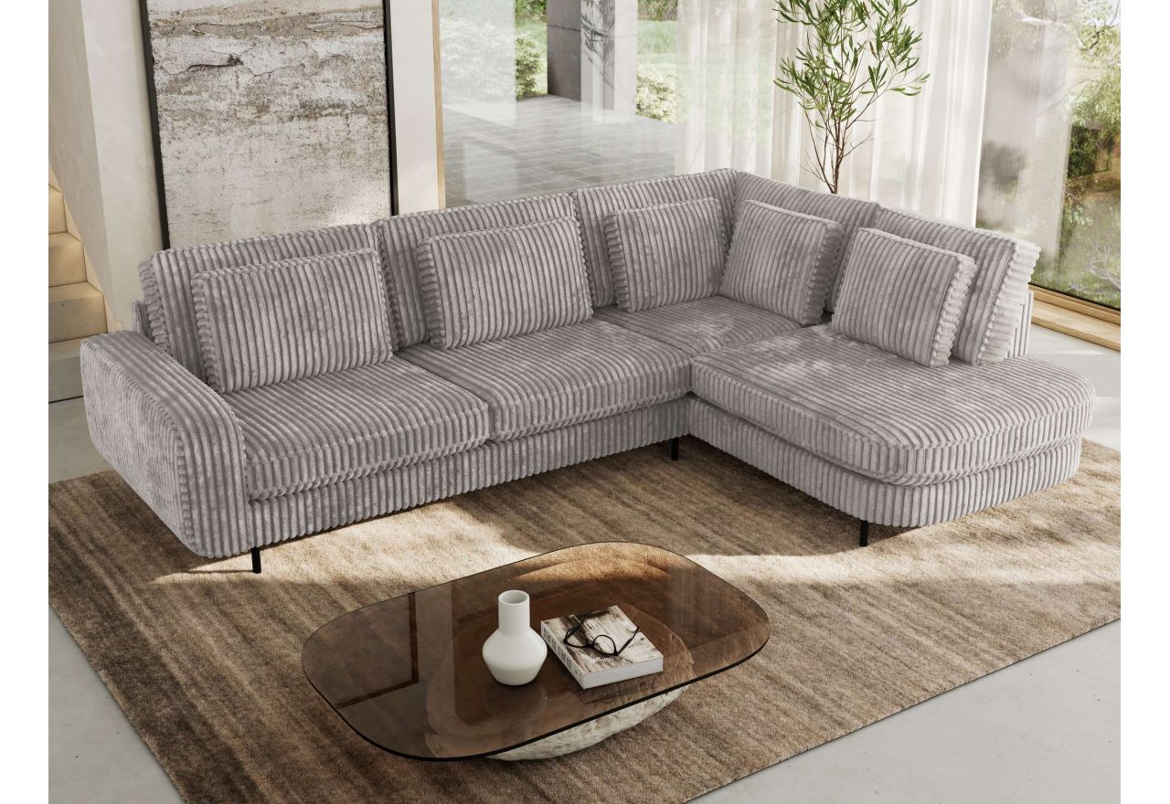 Narożnik CALENO L - strona prawa - jasnoszary, sztruks