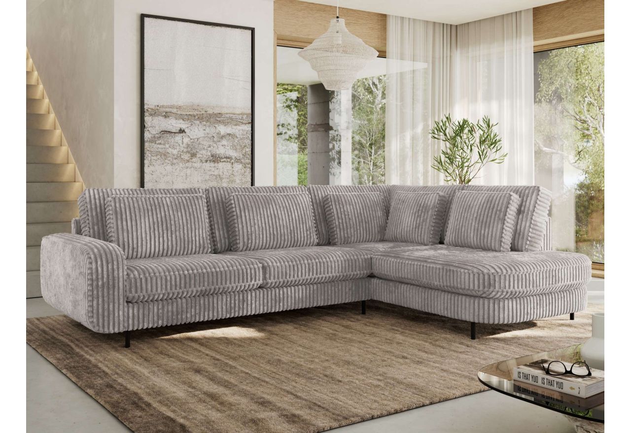 Narożnik CALENO L - strona prawa - jasnoszary, sztruks