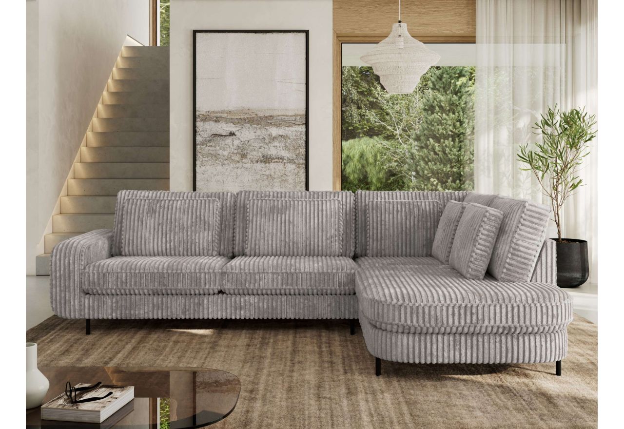 Narożnik CALENO L - strona prawa - jasnoszary, sztruks