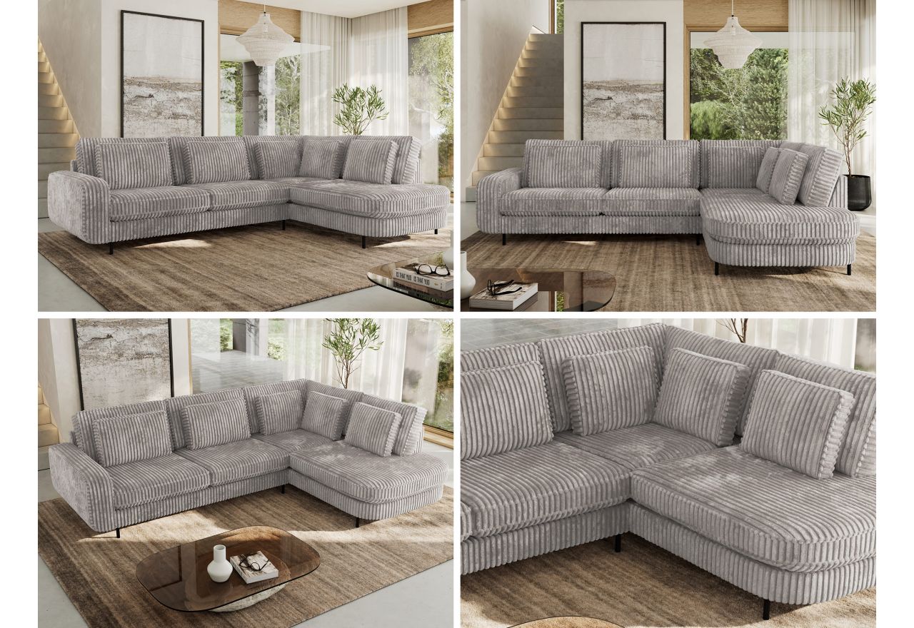 Narożnik CALENO L - strona prawa - jasnoszary, sztruks