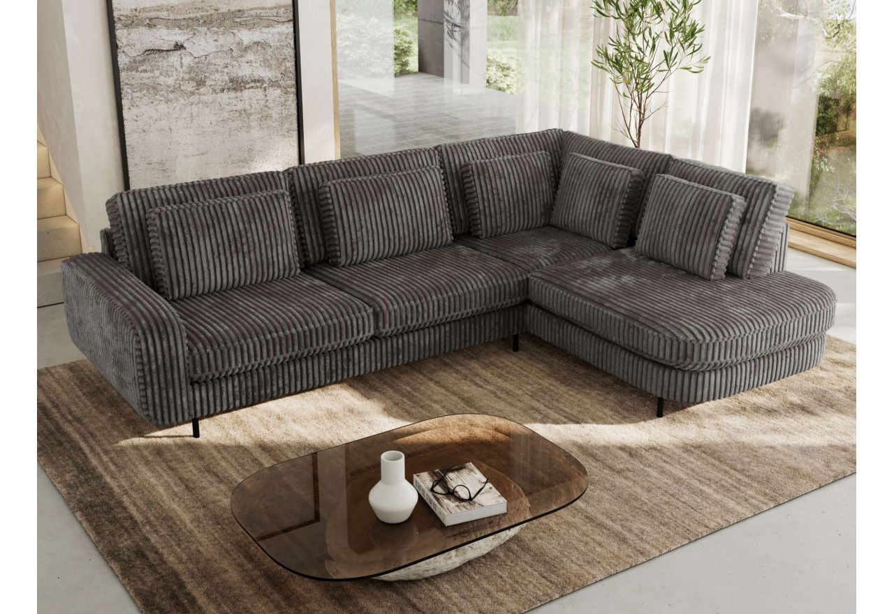 Narożnik CALENO L - strona prawa - szary, sztruks