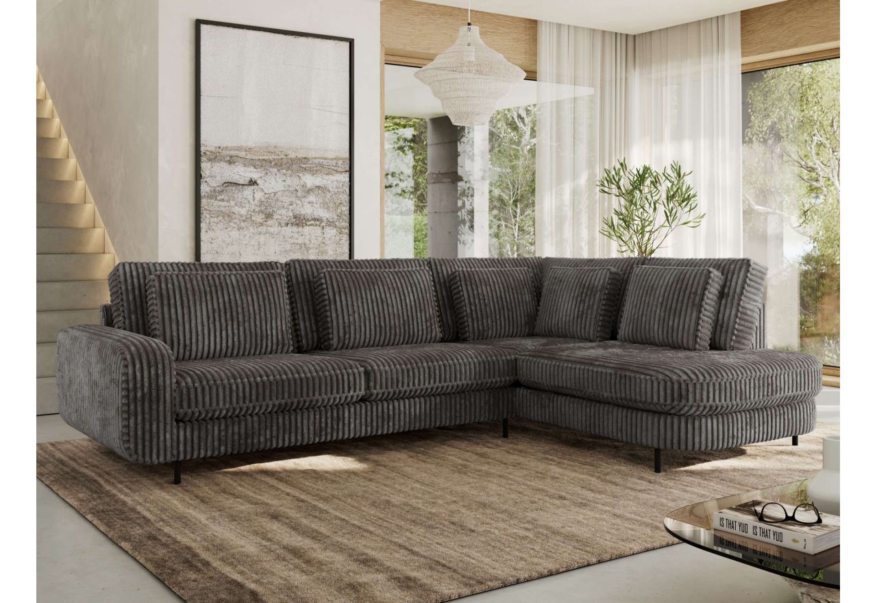 Narożnik CALENO L - strona prawa - szary, sztruks