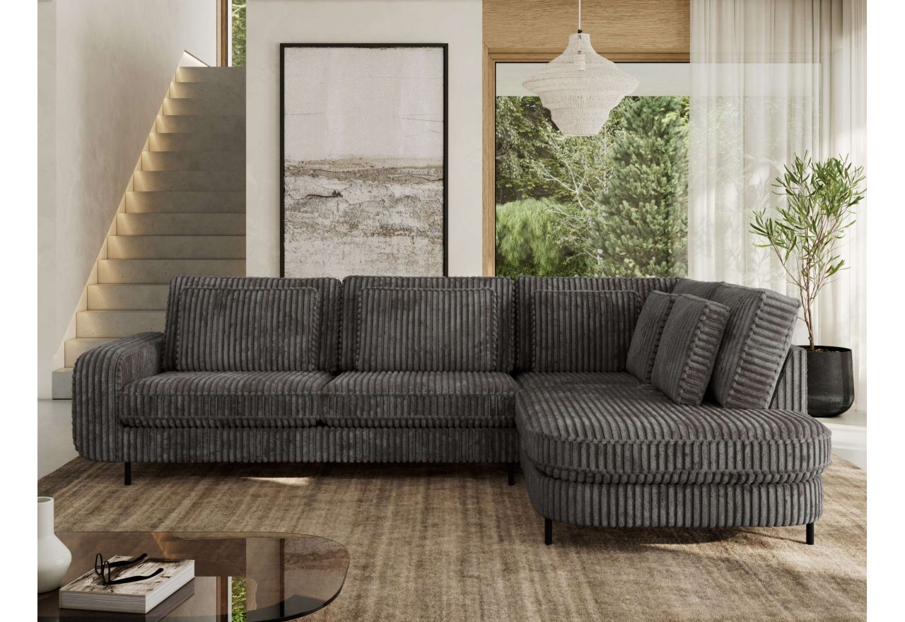 Narożnik CALENO L - strona prawa - szary, sztruks