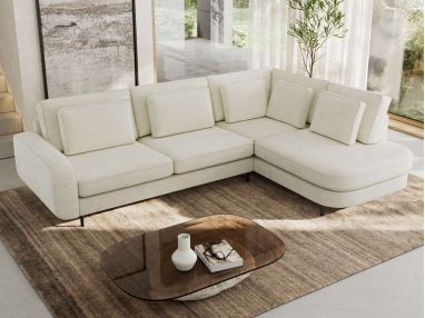 Narożnik CALENO L - strona prawa - kremowy, szenil gładki