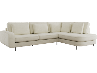 Narożnik CALENO L - strona prawa - kremowy, szenil gładki