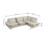 Narożnik CALENO L - strona prawa - kremowy, szenil gładki