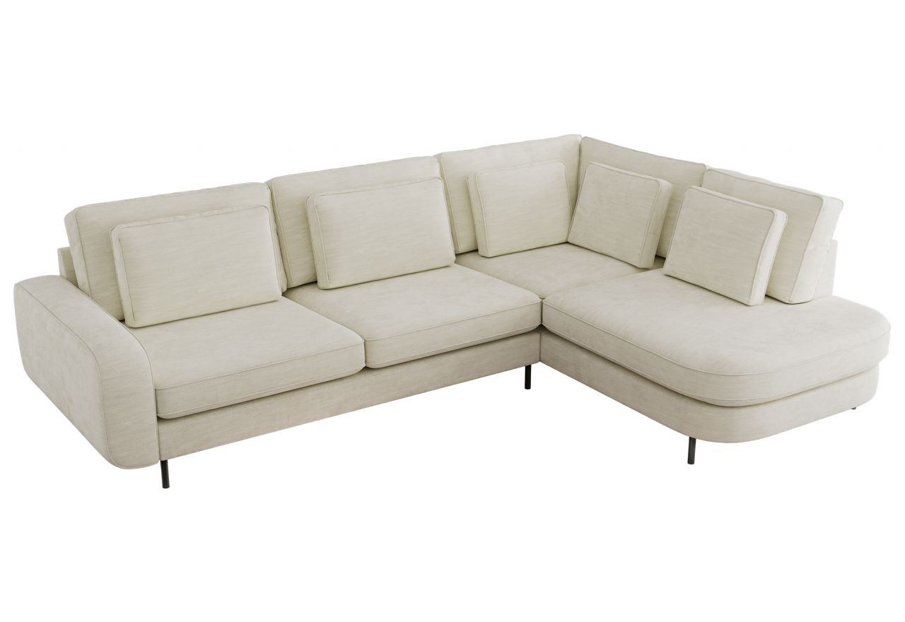 Narożnik CALENO L - strona prawa - kremowy, szenil gładki