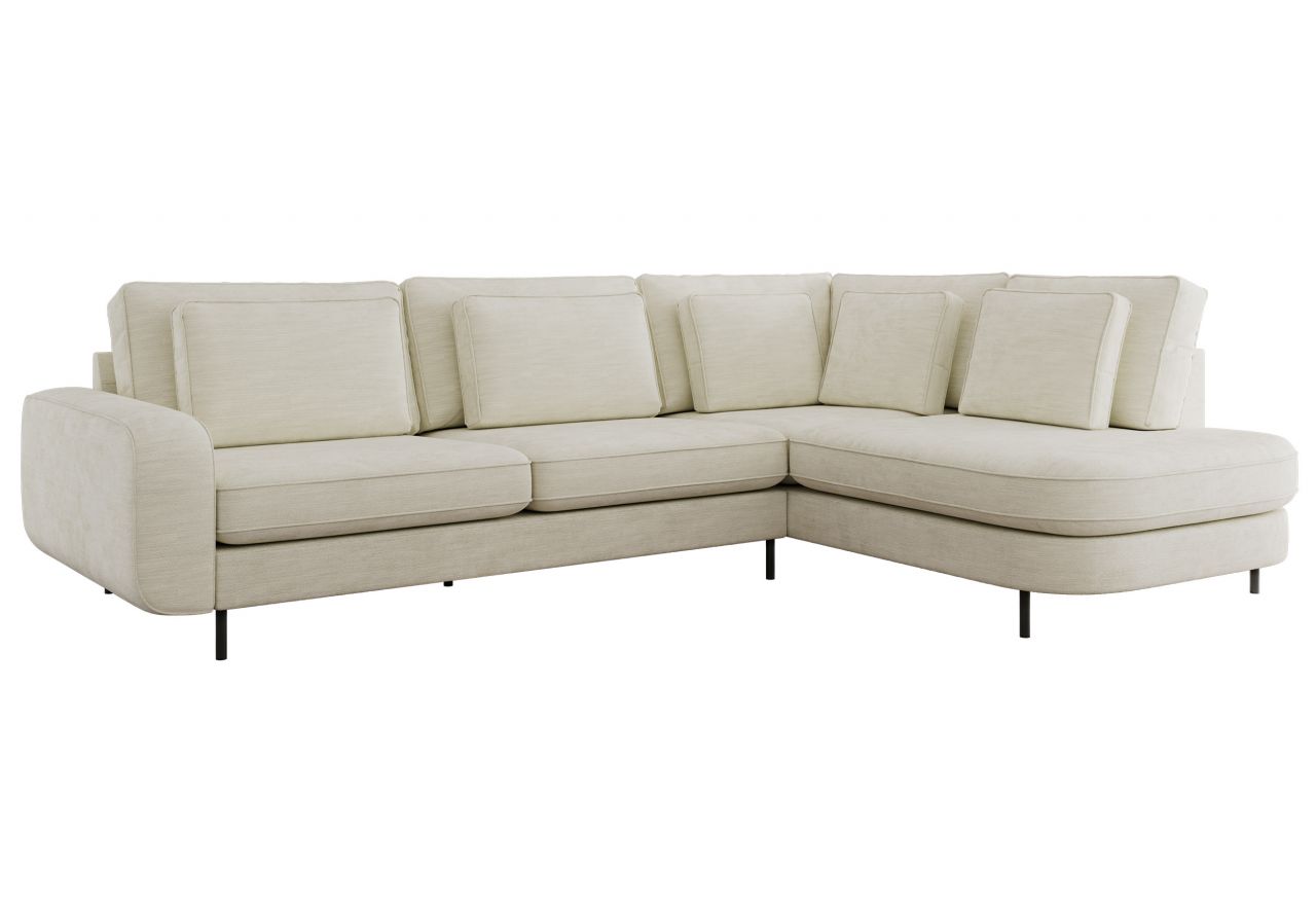 Narożnik CALENO L - strona prawa - kremowy, szenil gładki