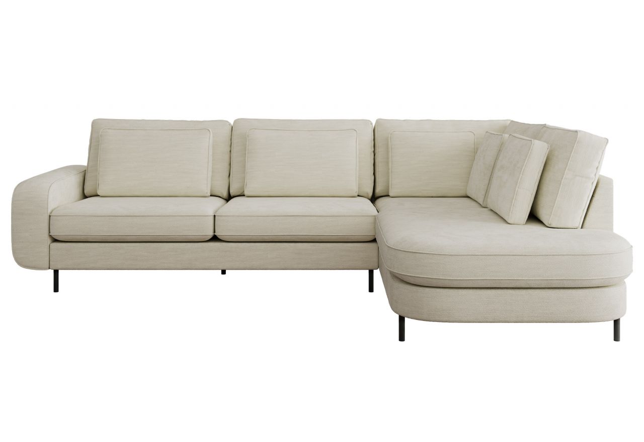 Narożnik CALENO L - strona prawa - kremowy, szenil gładki