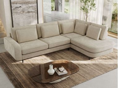 Narożnik CALENO L - strona prawa - beżowy, szenil gładki