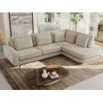 Narożnik CALENO L - strona prawa - beżowy, szenil gładki