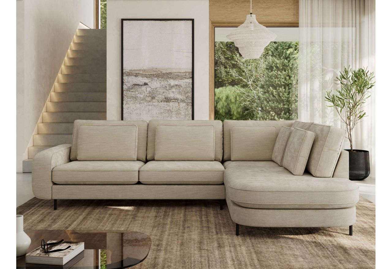 Narożnik CALENO L - strona prawa - beżowy, szenil gładki