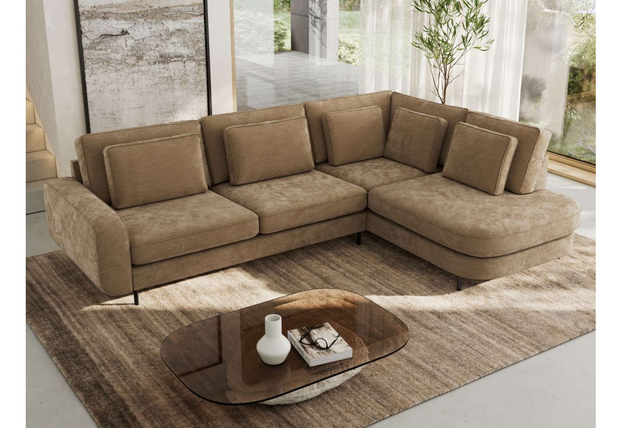 Narożnik CALENO L - strona prawa - brązowy, szenil gładki