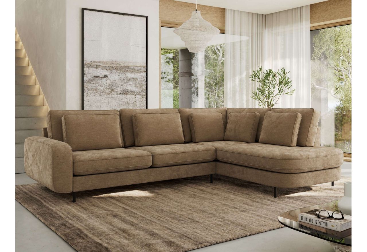 Narożnik CALENO L - strona prawa - brązowy, szenil gładki