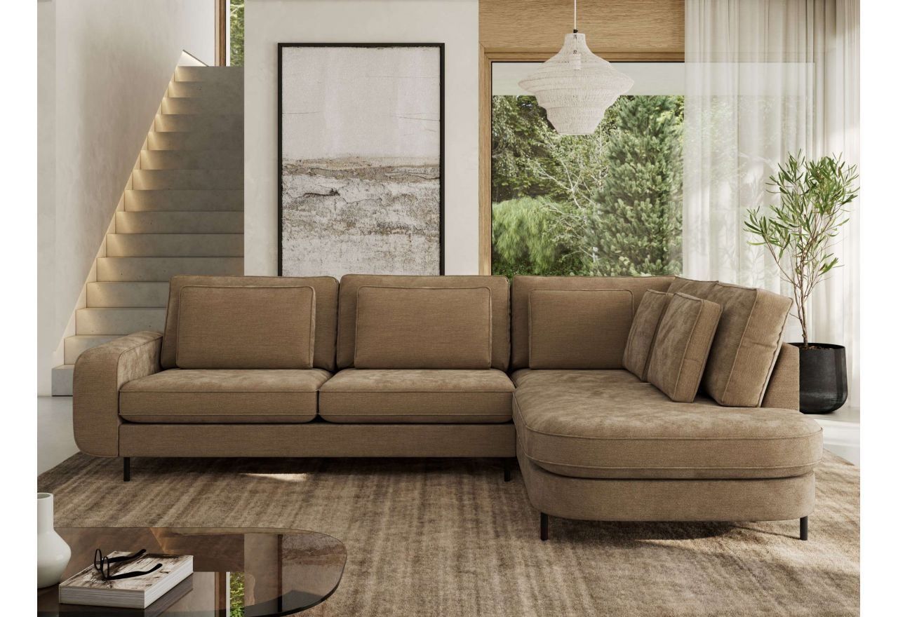 Narożnik CALENO L - strona prawa - brązowy, szenil gładki