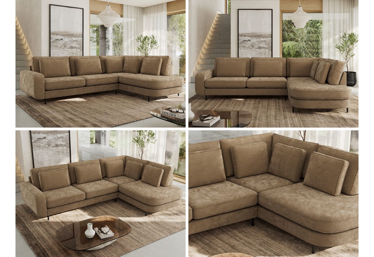 Narożnik CALENO L - strona prawa - brązowy, szenil gładki