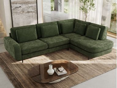 Narożnik CALENO L - strona prawa - ciemnozielony, szenil gładki