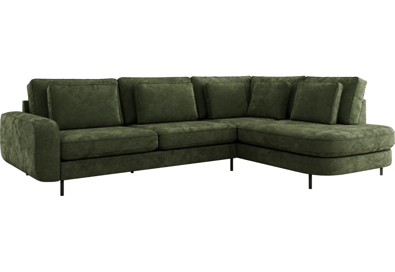 Narożnik CALENO L - strona prawa - ciemnozielony, szenil gładki