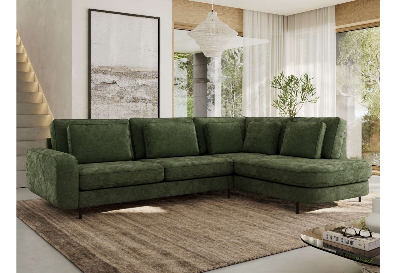 Narożnik CALENO L - strona prawa - ciemnozielony, szenil gładki