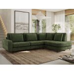 Narożnik CALENO L - strona prawa - ciemnozielony, szenil gładki