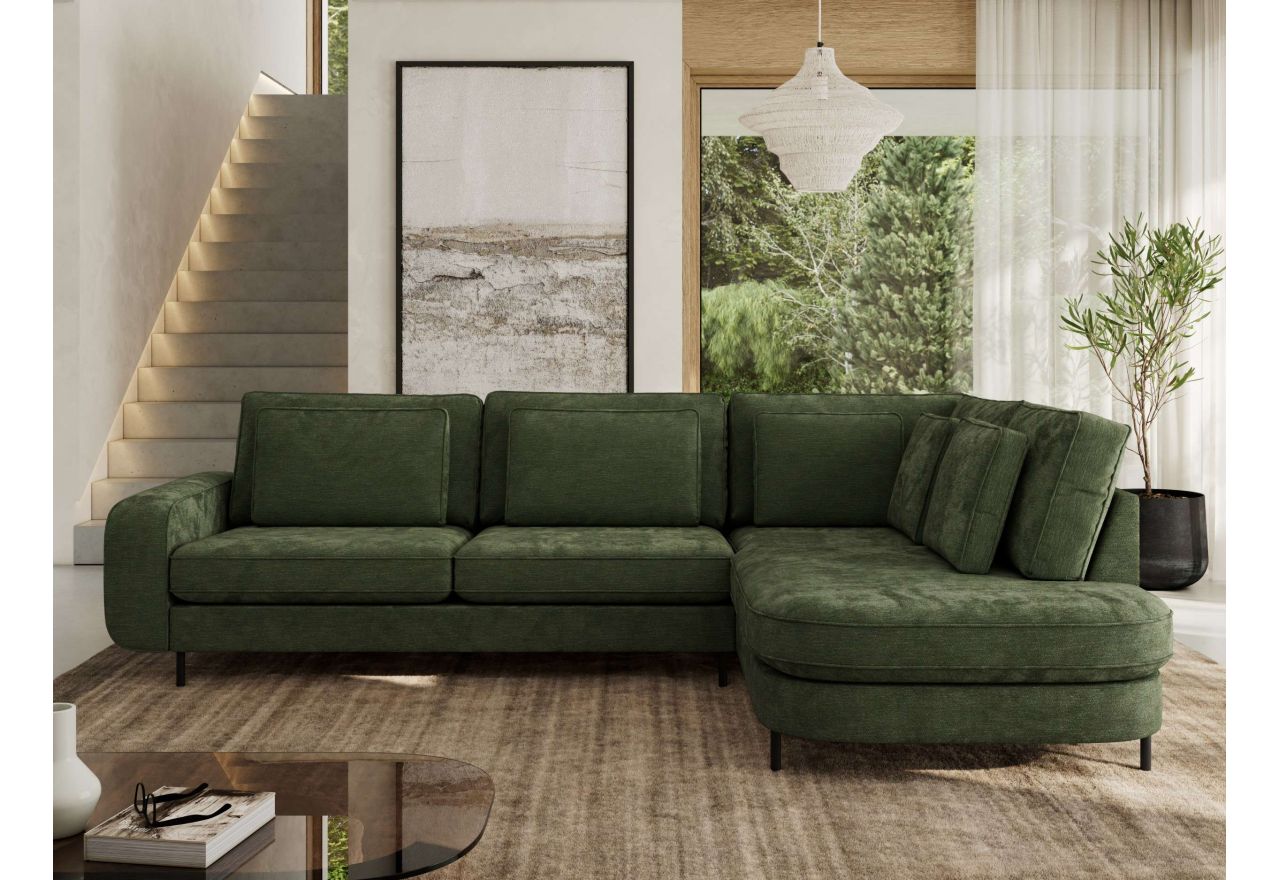 Narożnik CALENO L - strona prawa - ciemnozielony, szenil gładki